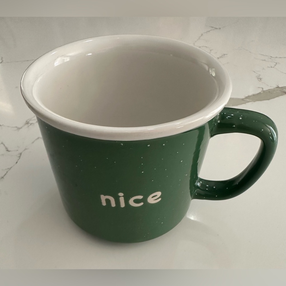 “Nice” Green Large Mug with handle NEW coffee tea